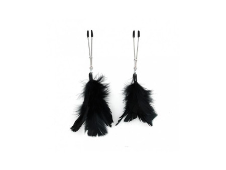 Pinzas para Pezones con Plumas Negras Ajustables