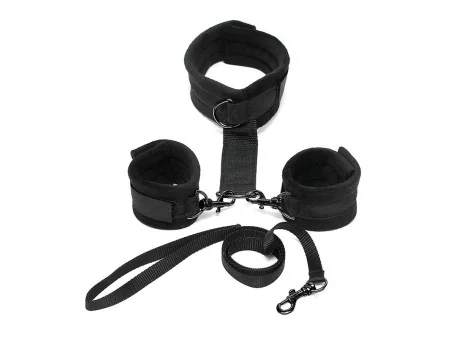 Collar y Esposas Desmontables Negro Ajustables Collar y Esposas Desmontables Negro Ajustables