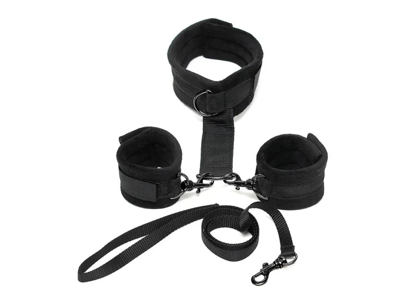 Collar y Esposas Desmontables Negro Ajustables Collar y Esposas Desmontables Negro Ajustables