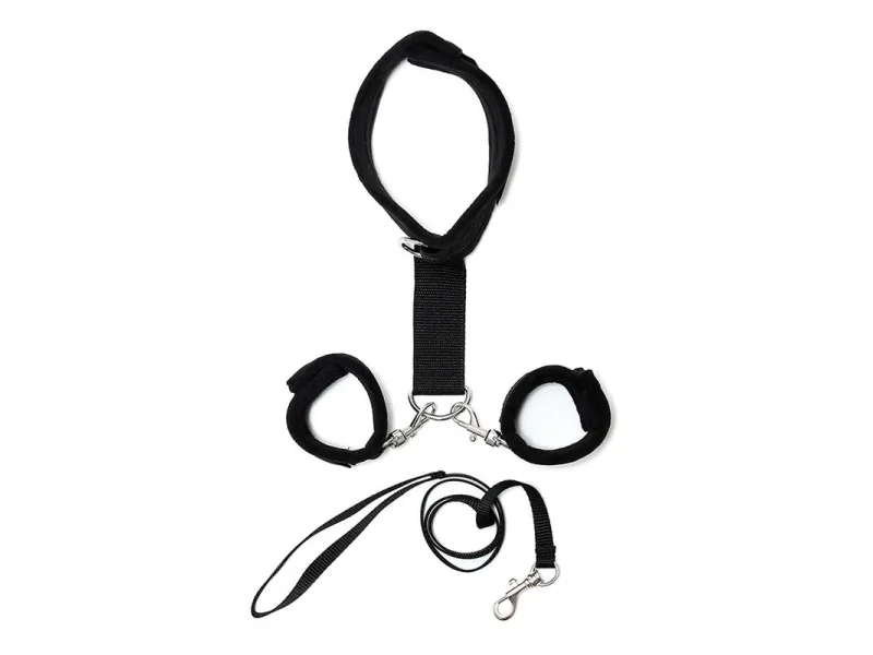 Collar y Esposas Desmontables Negro Ajustables