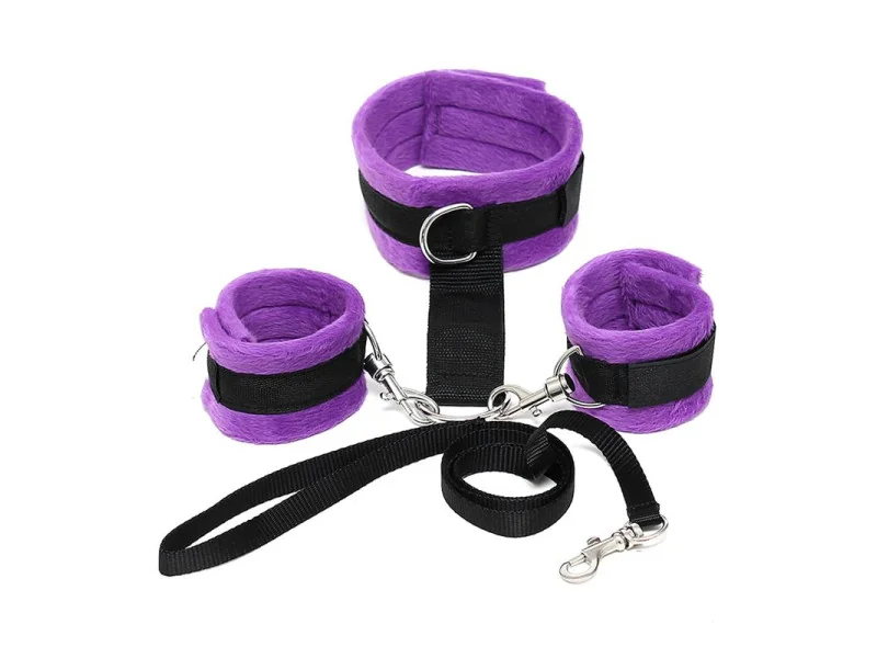 Collar y Esposas Desmontable Purpura Ajustable