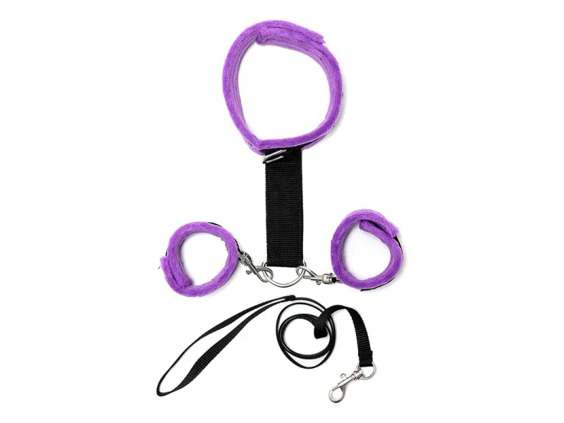 Collar y Esposas Desmontable Purpura Ajustable