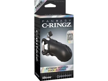 Fantasy C Ringz Jaula de Bloqueo extremo de Silicona Color Negro