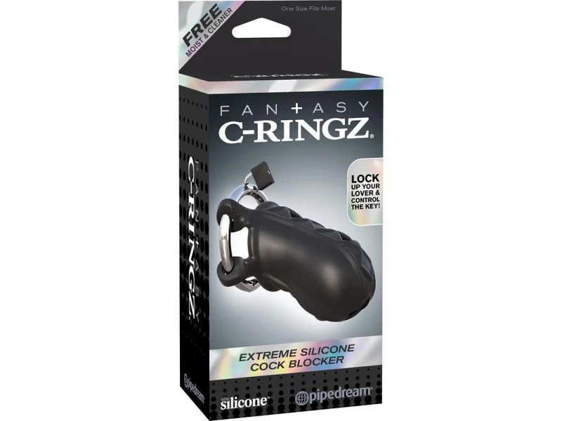 Fantasy C Ringz Jaula de Bloqueo extremo de Silicona Color Negro