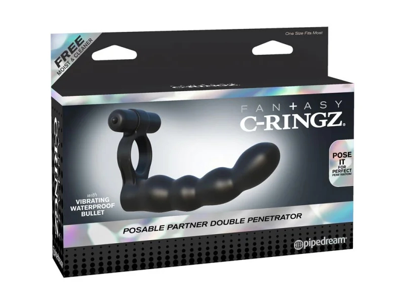 Fantasy C Ringz Anillo Doble Penetrador Flexible Negro