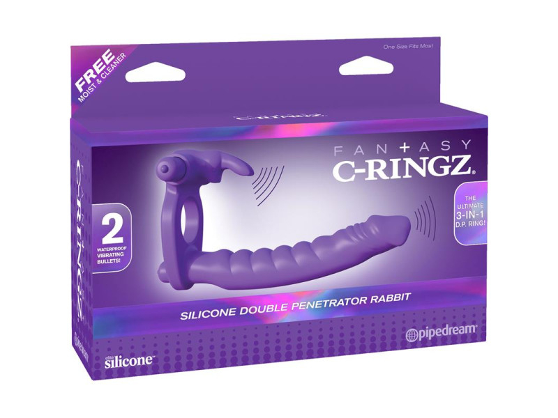 Fantasy C Ringz Anillo de Silicona de Doble Penetracion Rabbit Purpura