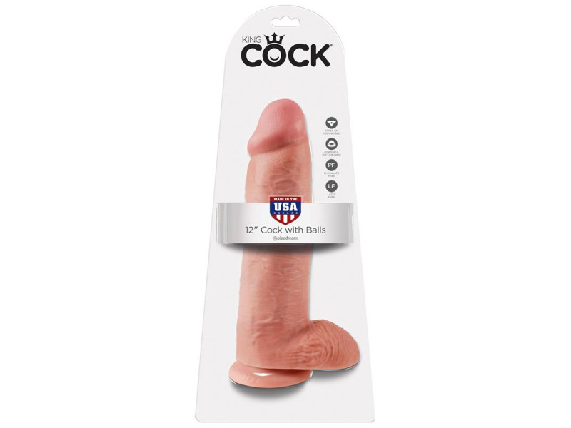 King Cock Pene con Testiculos de 12 Color Natural