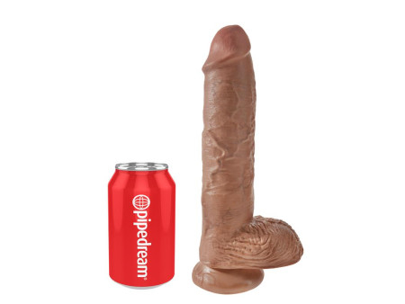 Dildo Reaslista con Testiculos 10 Bronceado Dildo Reaslista con Testiculos 10 Bronceado