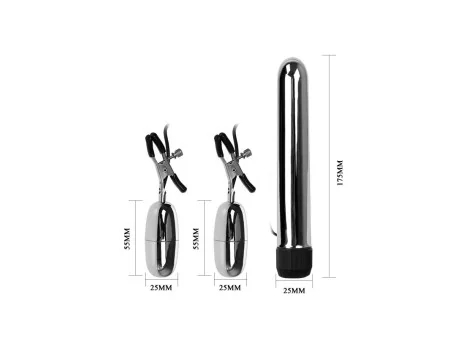 Baile Set Bala Vibrador y Pinzas para Pezones con Vibracion Turbo Baile Set Bala Vibrador y Pinzas para Pezones con Vibracion Turbo