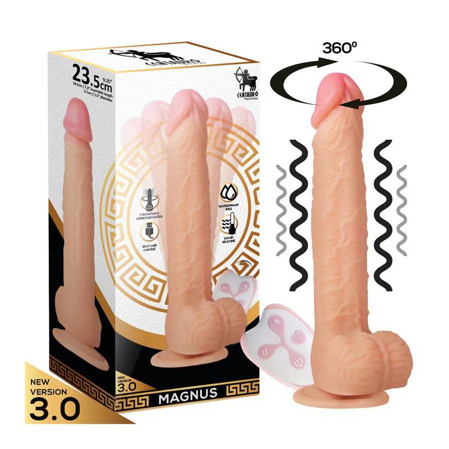 Magnus 30 Dildo Realista Vibrador y Rotador Control Remoto Silicona Liquida