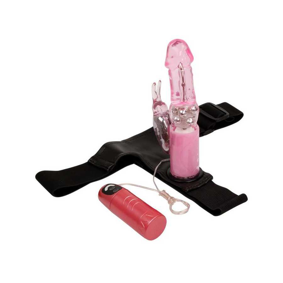 Baile Arnes con Dildo Vibrador Rosa 18 cm