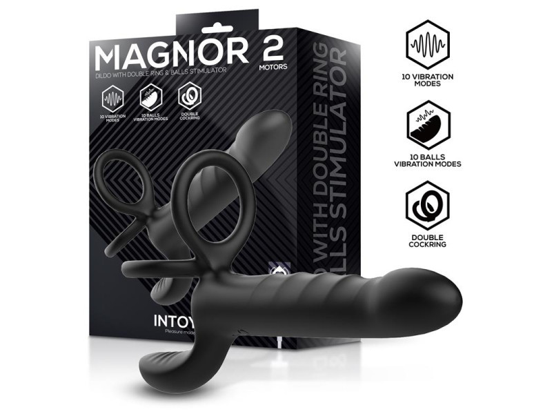 Magnor Dildo con Anillo Doble y Estimulador de Testiculos