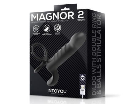 Magnor Dildo con Anillo Doble y Estimulador de Testiculos