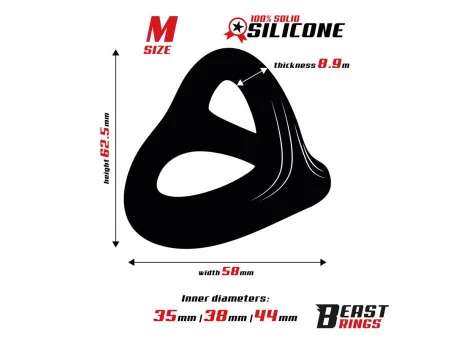 Anillo Triple Silicona Solida 44 38 35mm Talla M