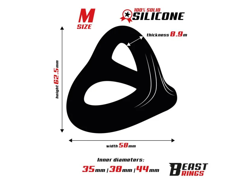 Anillo Triple Silicona Solida 44 38 35mm Talla M