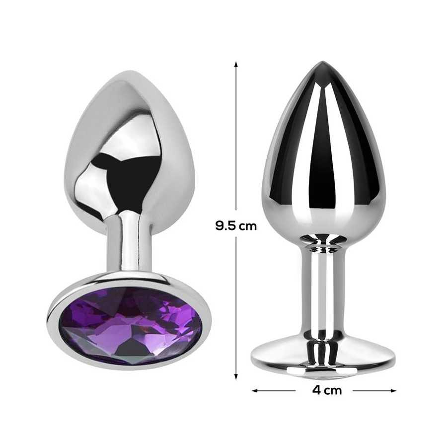 Plug Anal con Joya Purpura Amatista Talla L Aluminio