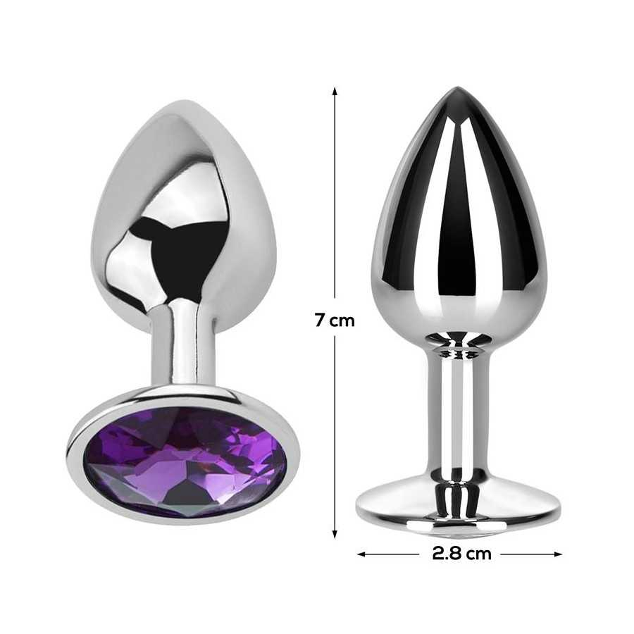 Plug Anal con Joya Purpura Amatista Talla S Aluminio