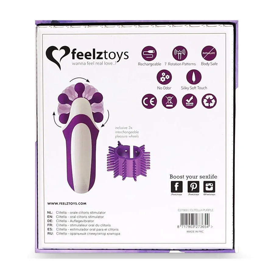 Clitella Estimulador Sexo Oral con Accesorios Purpura