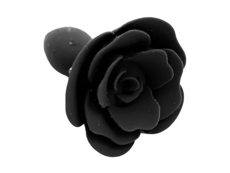 Plug Anal de Silicona con Rosa Negro