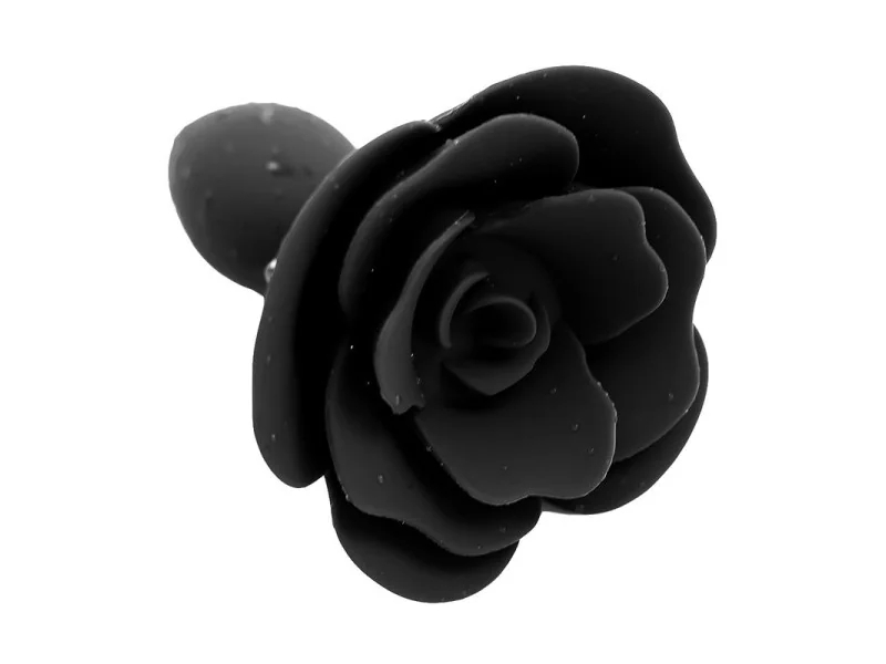Plug Anal de Silicona con Rosa Negro