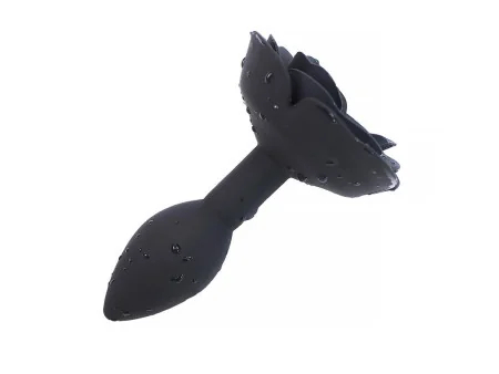 Plug Anal de Silicona con Rosa Negro