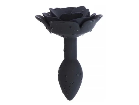 Plug Anal de Silicona con Rosa Negro