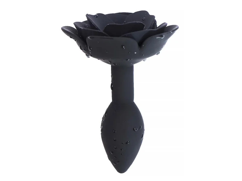 Plug Anal de Silicona con Rosa Negro