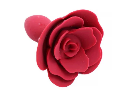 Plug Anal de Silicona con Rosa Rojo