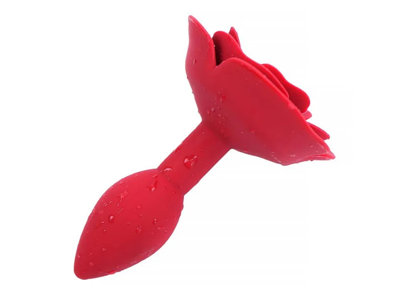 Plug Anal de Silicona con Rosa Rojo