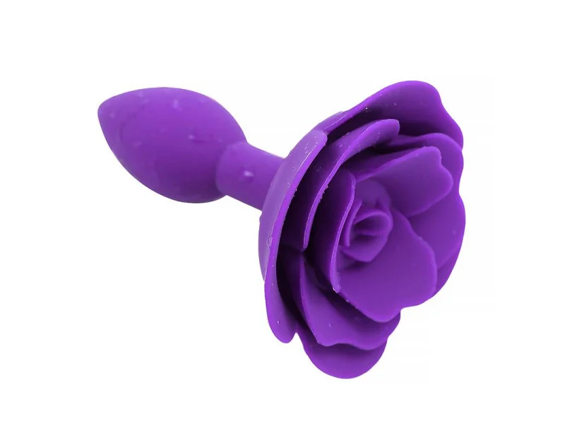 Plug Anal de Silicona con Rosa Purpura Plug Anal de Silicona con Rosa Purpura