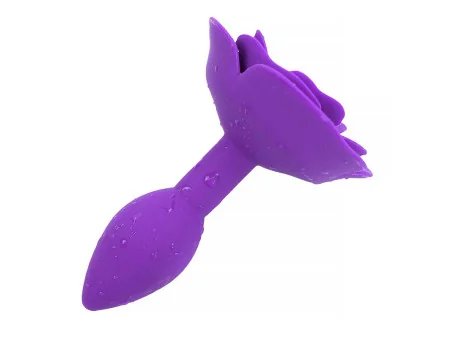 Plug Anal de Silicona con Rosa Purpura