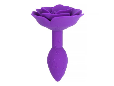 Plug Anal de Silicona con Rosa Purpura