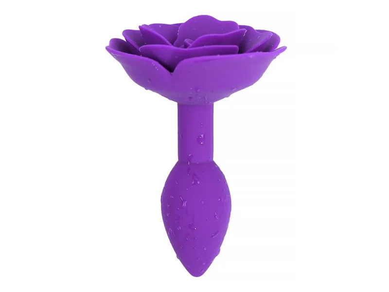 Plug Anal de Silicona con Rosa Purpura