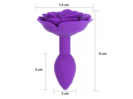 Plug Anal de Silicona con Rosa Purpura