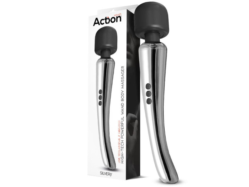 Silvery Wand Masajeador High Tech Super Potente Inalambrico USB Color Cromo Silicona Silvery Wand Masajeador High Tech Super Potente Inalambrico USB Color Cromo Silicona