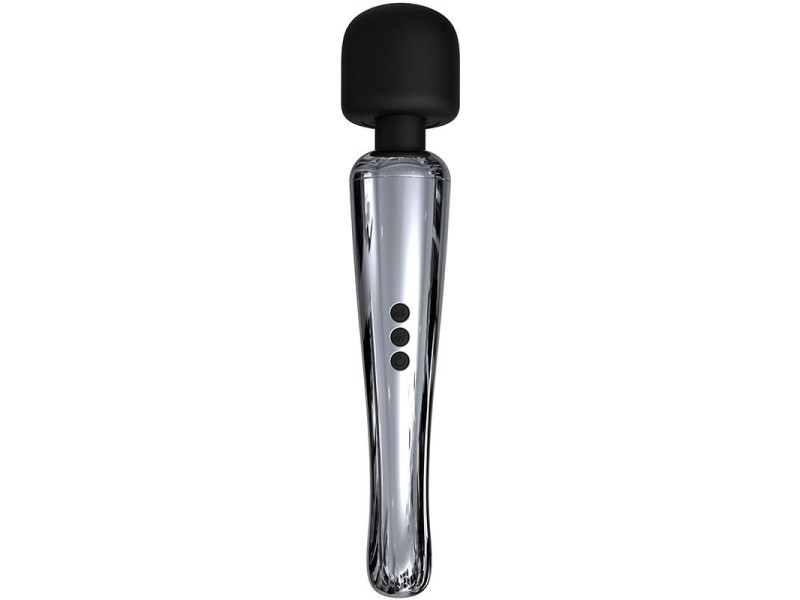 Silvery Wand Masajeador High Tech Super Potente Inalambrico USB Color Cromo Silicona