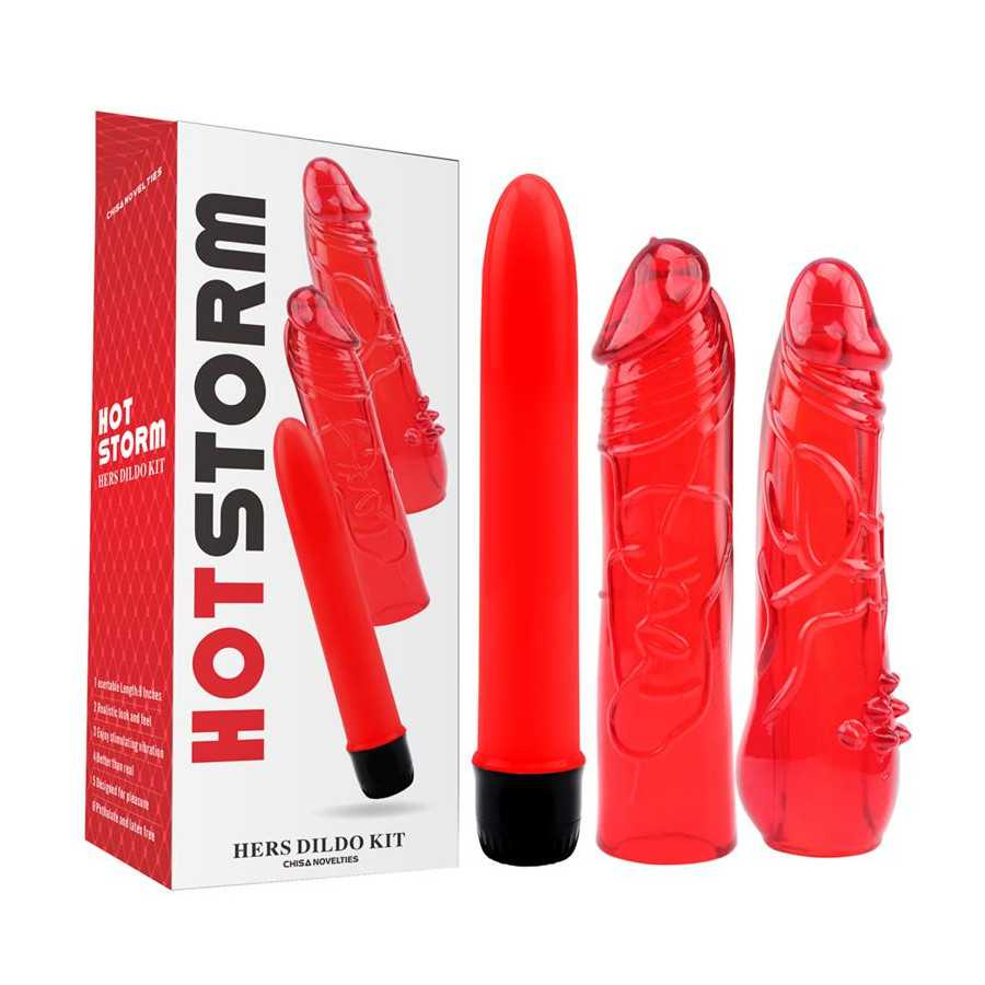 Kit Dildo y Vibrador Hers Dildo Kit Rojo