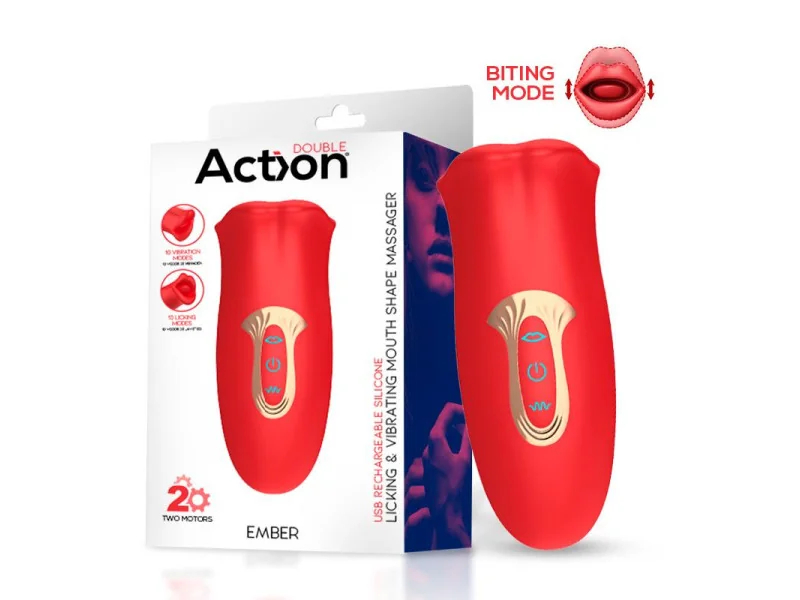 Ember Masajeador Forma Boca con Lameteo y Vibracion USB Silicona Ember Masajeador Forma Boca con Lameteo y Vibracion USB Silicona