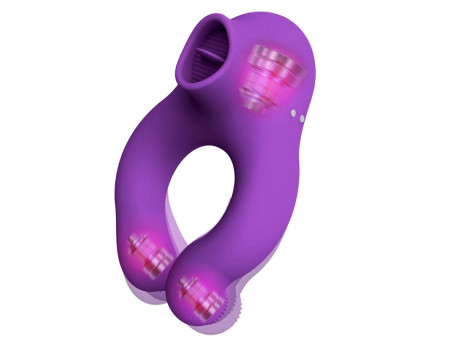 Fenda Anillo Vibrador con Lengua Estimulador y Control Remoto 3 Motores USB Magnetico