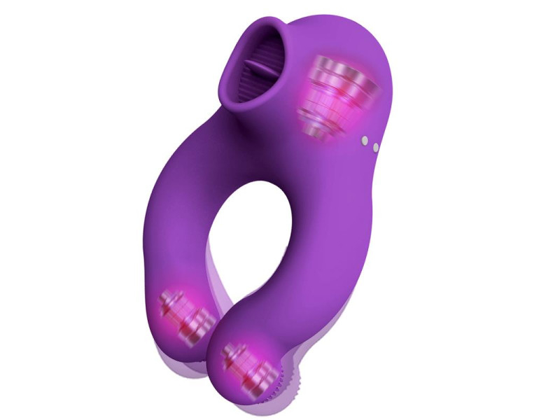 Fenda Anillo Vibrador con Lengua Estimulador y Control Remoto 3 Motores USB Magnetico