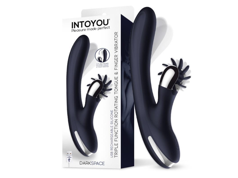 Darkspace Vibrador con Lenguas Rotadora y Movimiento Finger Azul Darkspace Vibrador con Lenguas Rotadora y Movimiento Finger Azul