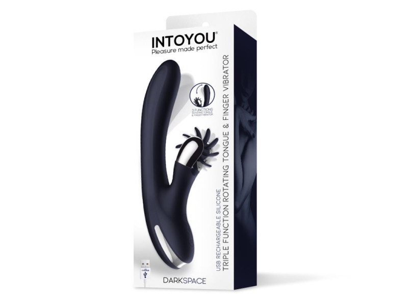 Darkspace Vibrador con Lenguas Rotadora y Movimiento Finger Azul