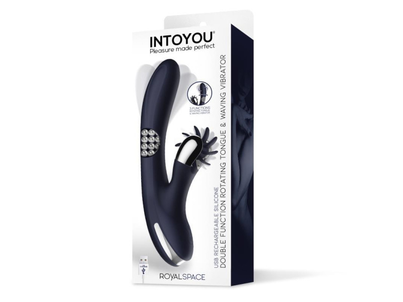 Royalspace Vibrador con Lenguas Estimuladoras y Bolas Internas 360º Azul