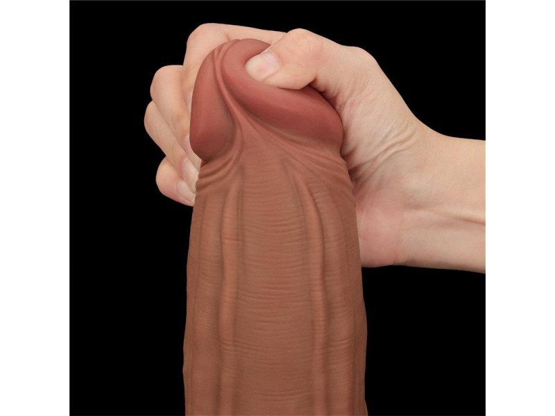 Dildo Dual Density Piel Deslizante Retractil 12