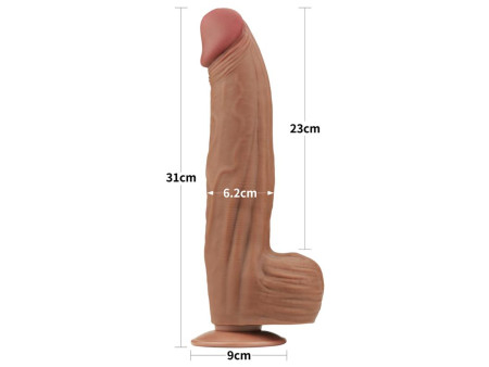 Dildo Dual Density Piel Deslizante Retractil 12