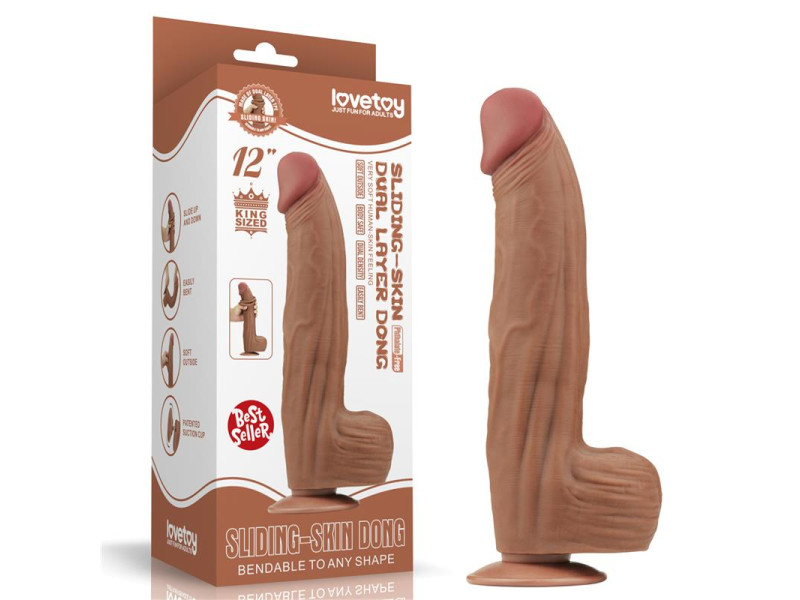 Dildo Dual Density Piel Deslizante Retractil 12