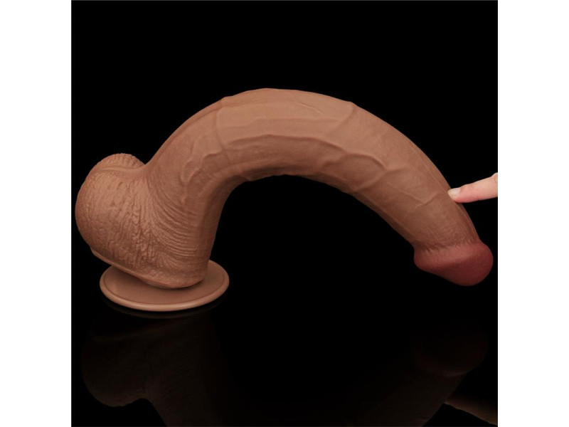 Dildo Dual Density Piel Deslizante Retractil 135