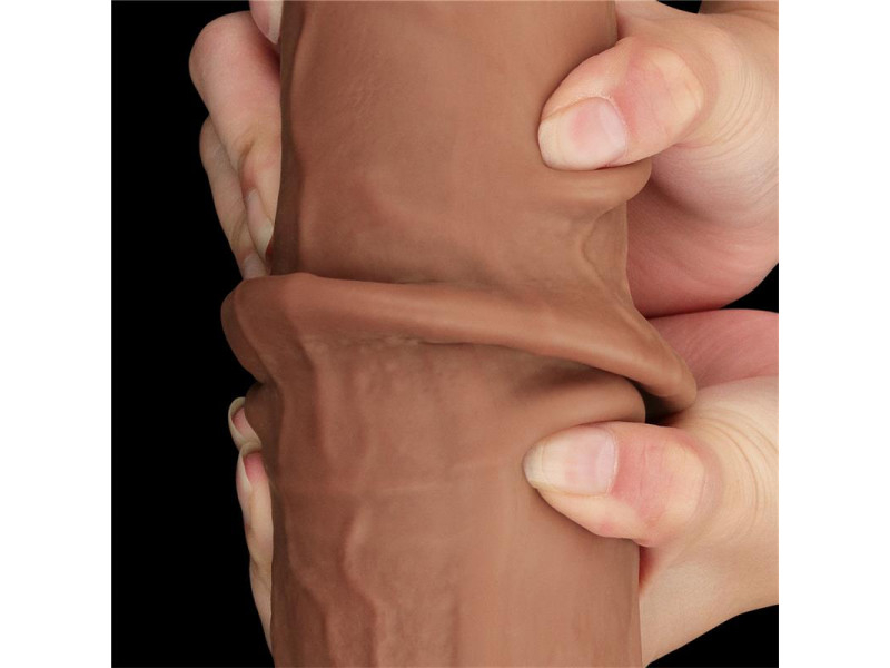 Dildo Dual Density Piel Deslizante Retractil 135