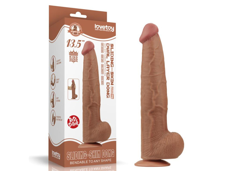 Dildo Dual Density Piel Deslizante Retractil 135