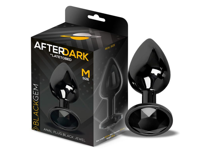 Blackgem Plug Anal Metalico con Joya Color Negro Talla M Blackgem Plug Anal Metalico con Joya Color Negro Talla M
